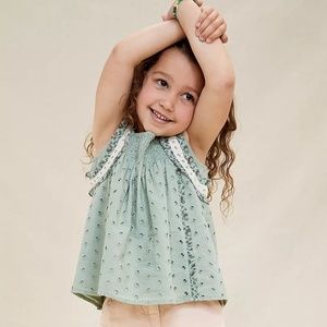 Effie Eyelet Ruffle Kids Tank Top Girls 2T Green
